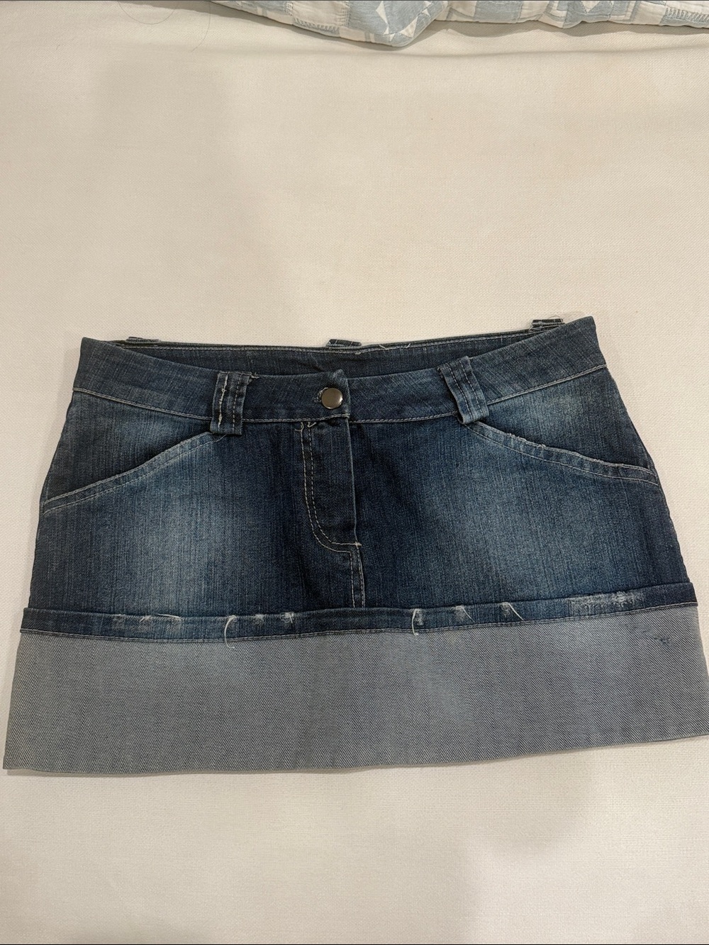 Denim Mini Skirt in Dark Blue